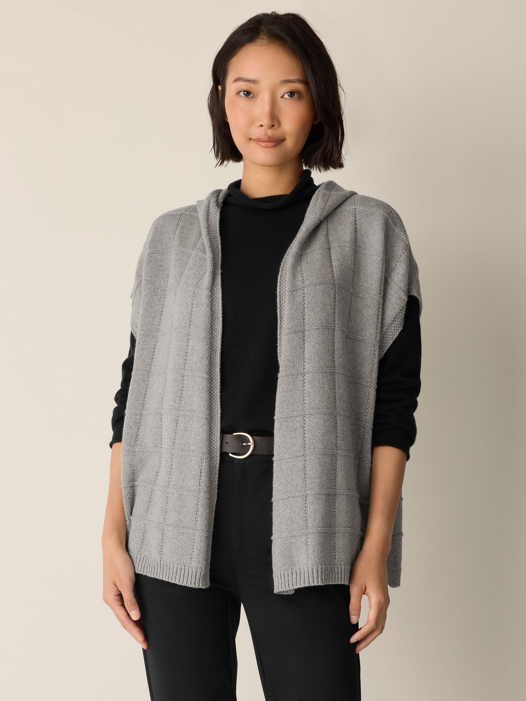 Cotton and Recycled Cashmere Hooded Poncho