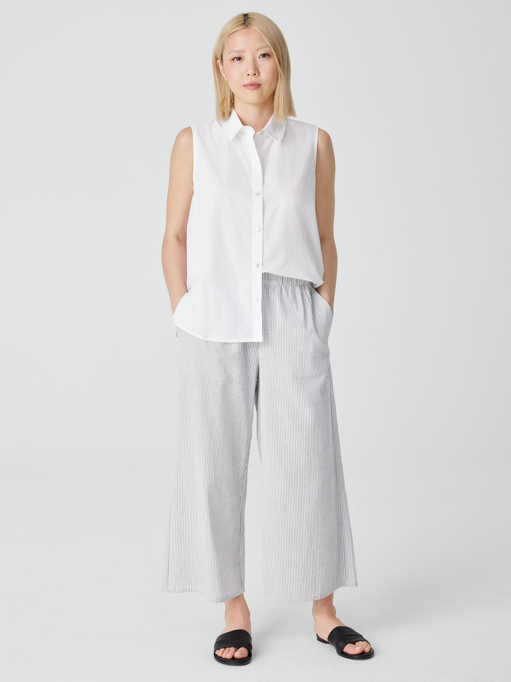 Organic Cotton Ripple Wide-Leg Pant