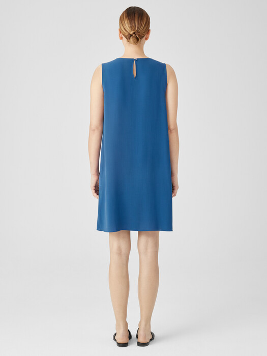 Silk Georgette Crepe Round Neck Dress | EILEEN FISHER Silk Georgette Crepe Round Neck Dress | EILEEN FISHER