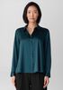 Stretch Silk Charmeuse Classic Collar Shirt