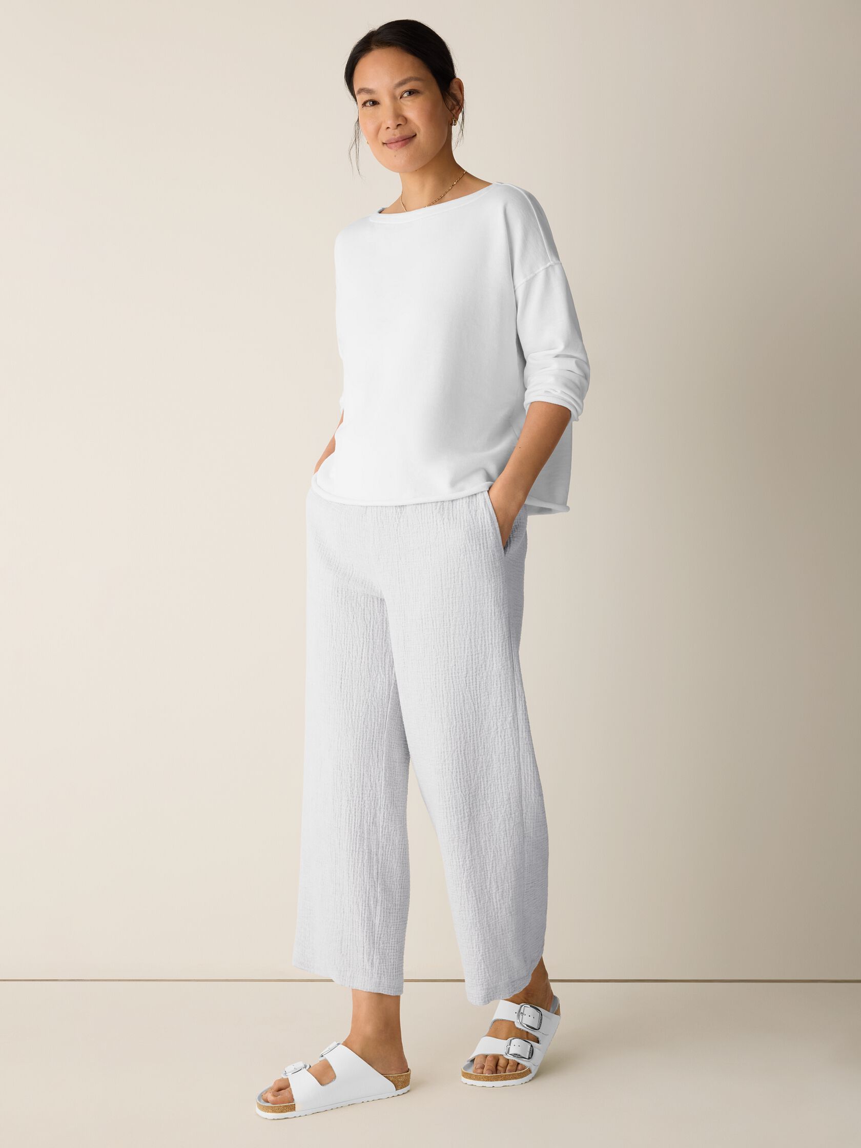 Garment-Dyed Organic Cotton Terry Bateau Neck Box-Top