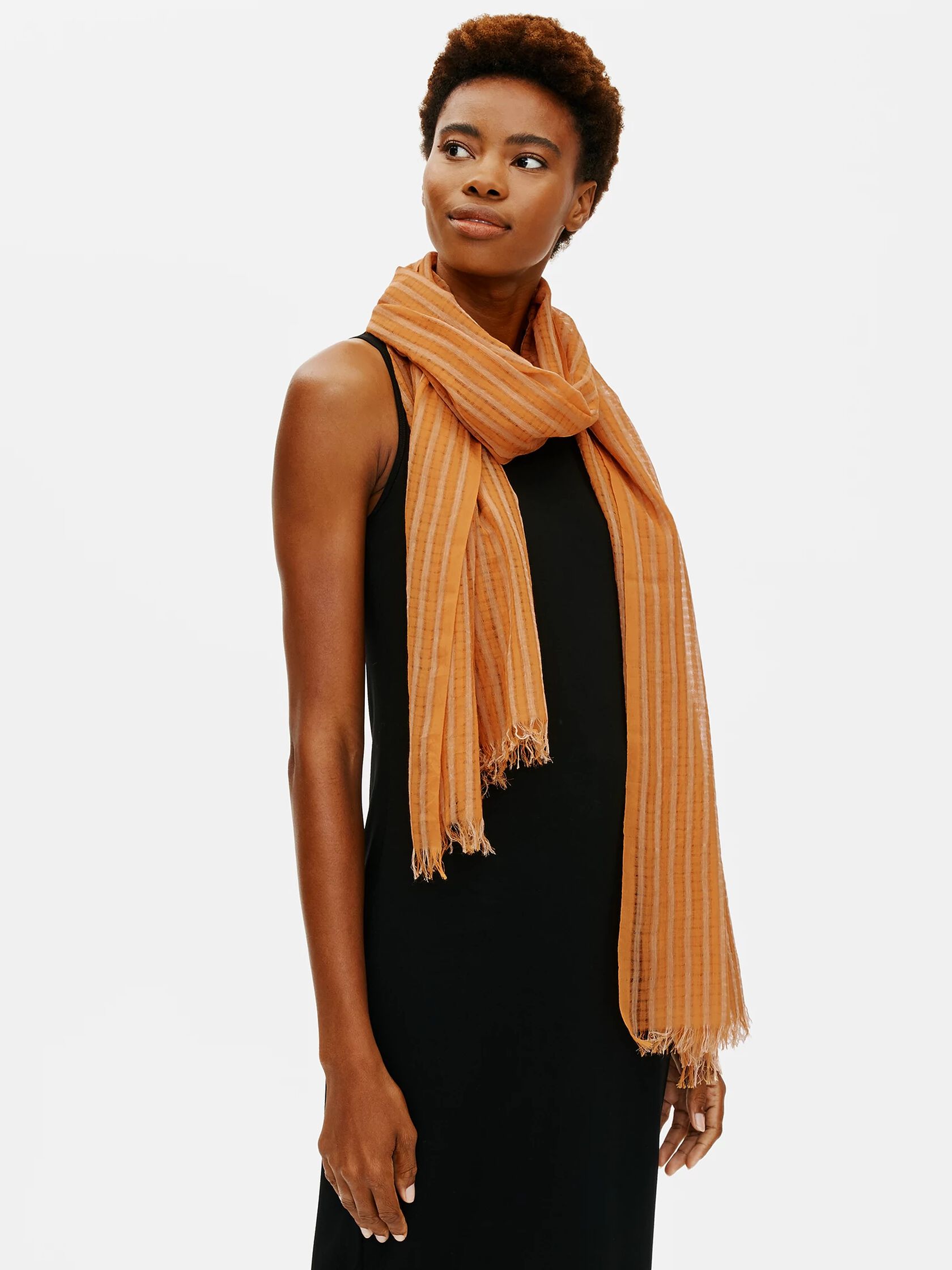 Handwoven Organic Cotton Grid Scarf