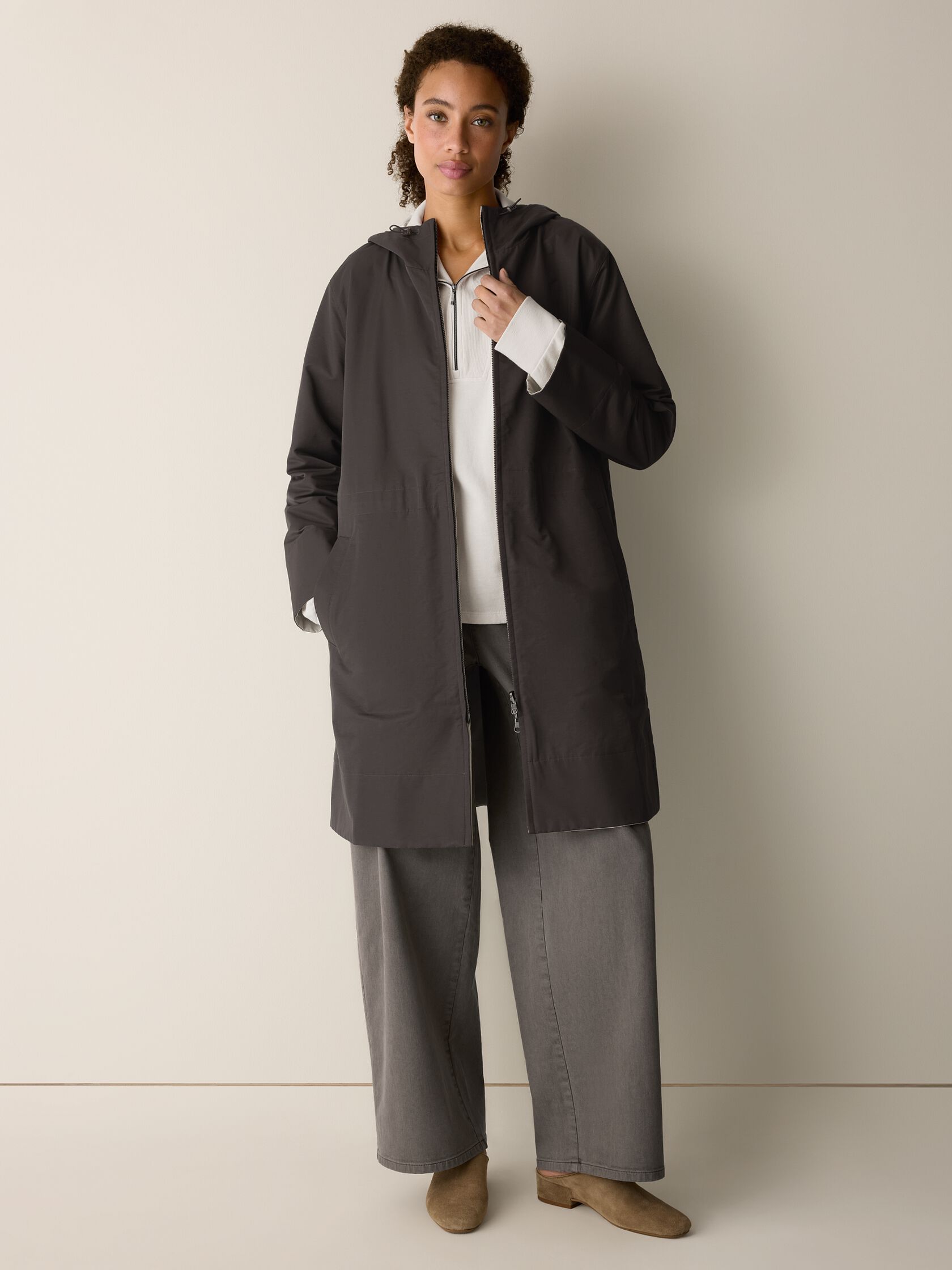 Cotton Nylon Reversible Hooded Coat