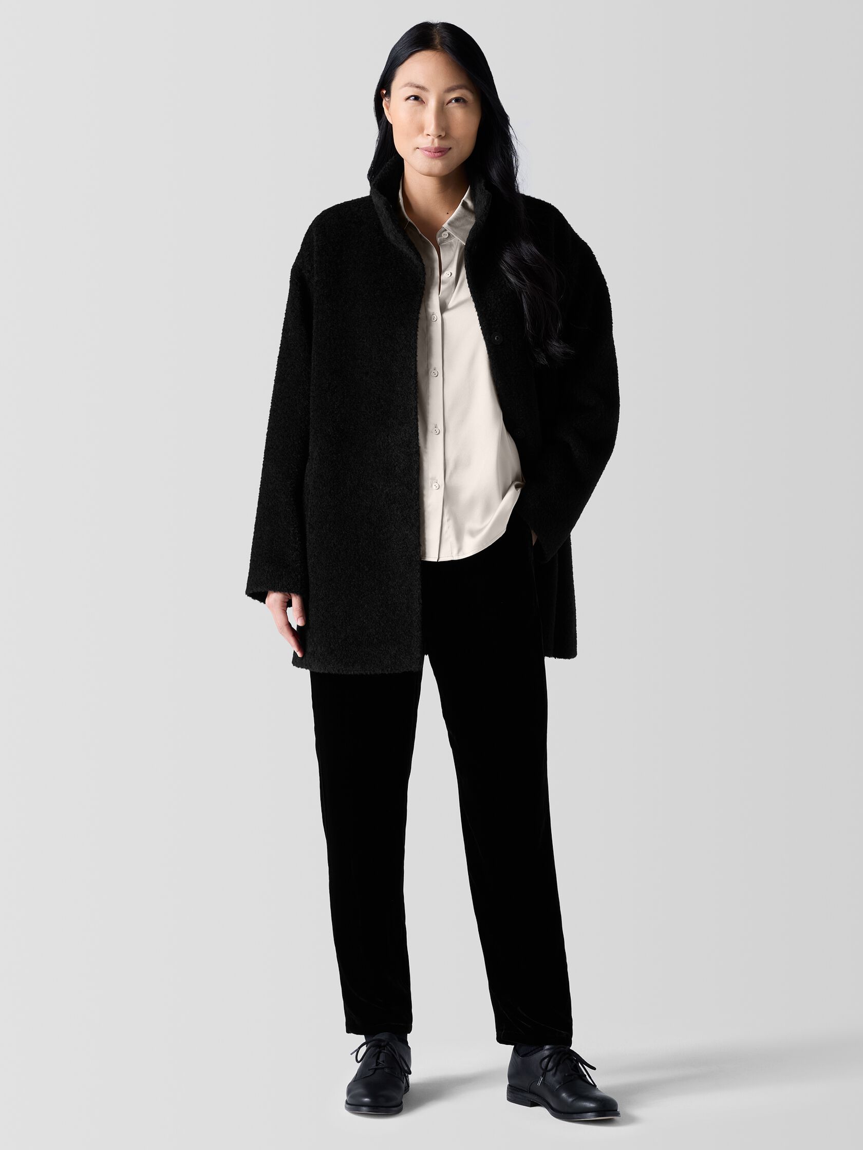 Fine Wool Alpaca Stand Collar Coat