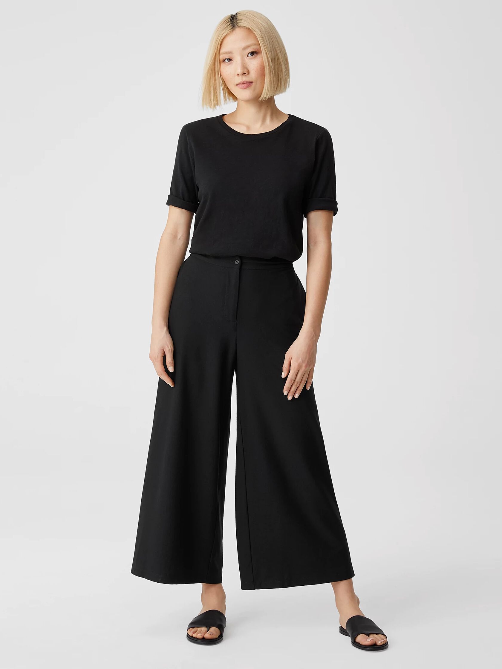 System Lightweight Washable Stretch Crepe Wide-leg Pant