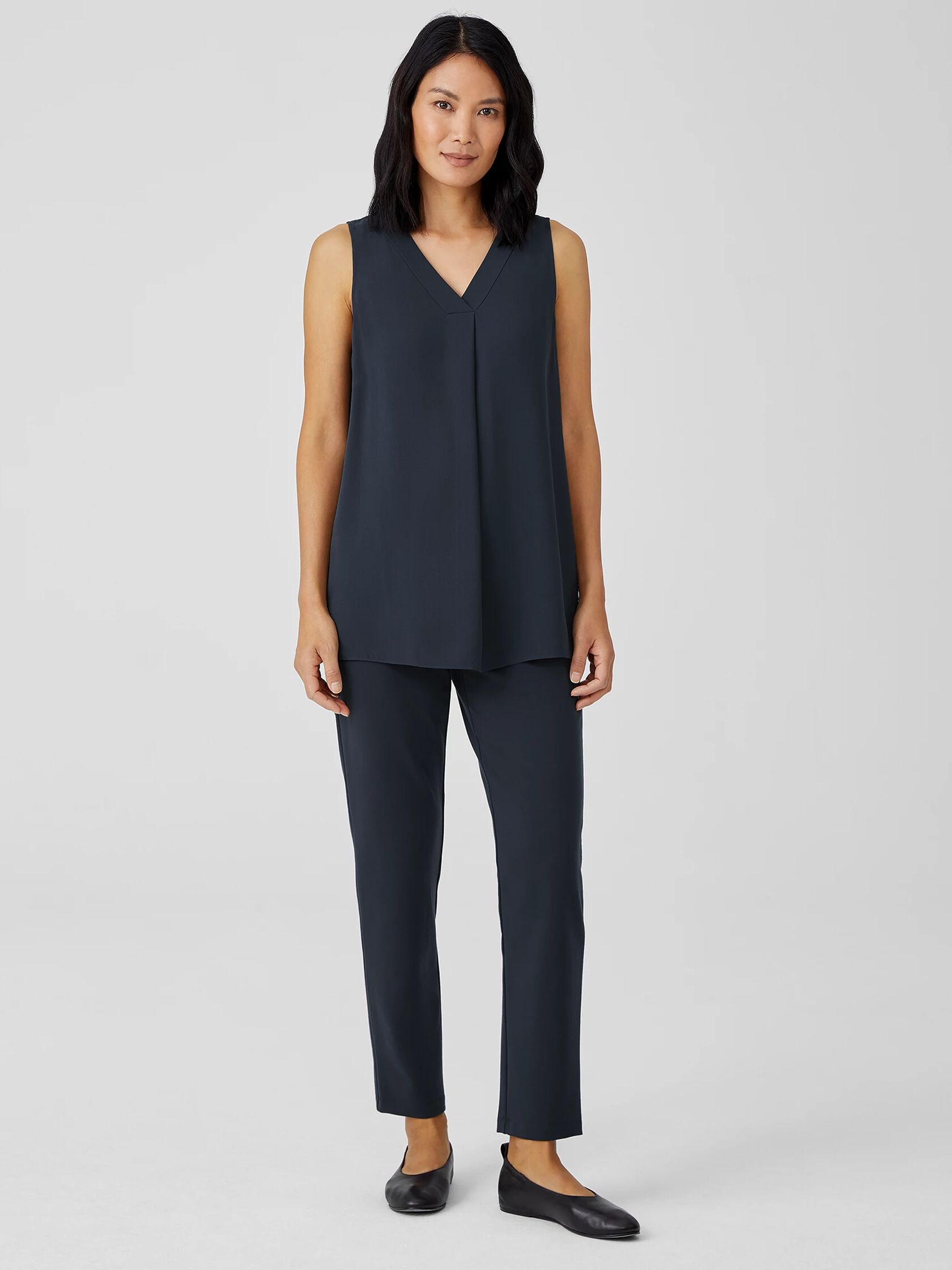 Silk Georgette Crepe Pleated Tank