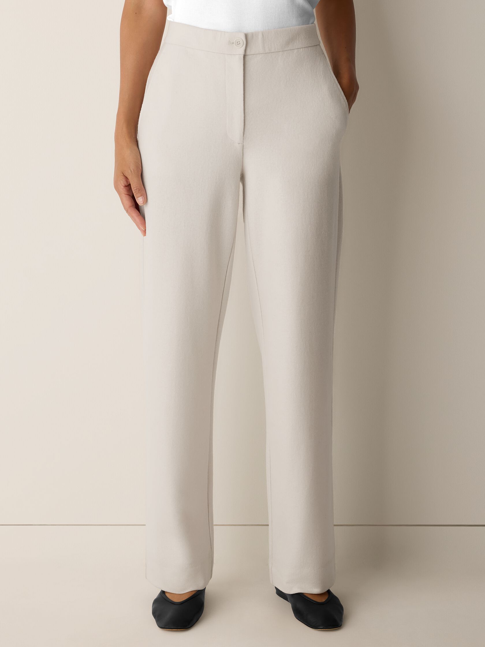 Felted Wool Jersey Full-Length Straight Trouser&nbsp;in Regenerative Wool