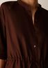 Silk Twill Band Collar Shirtdress