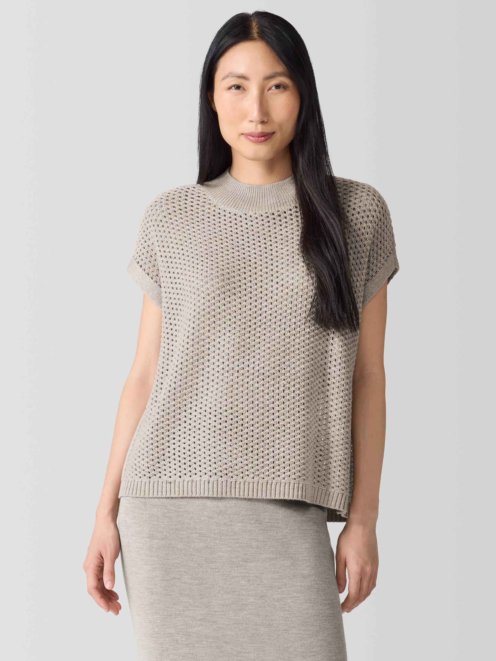Merino Mock Neck Top in Regenerative Wool