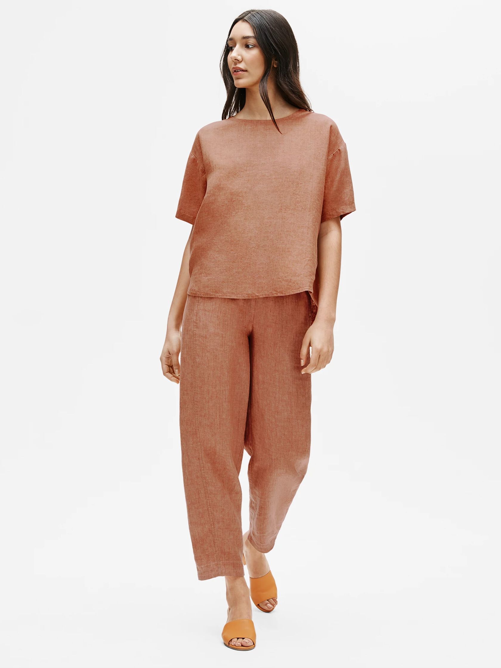 Washed Organic Linen Delave Box-Top