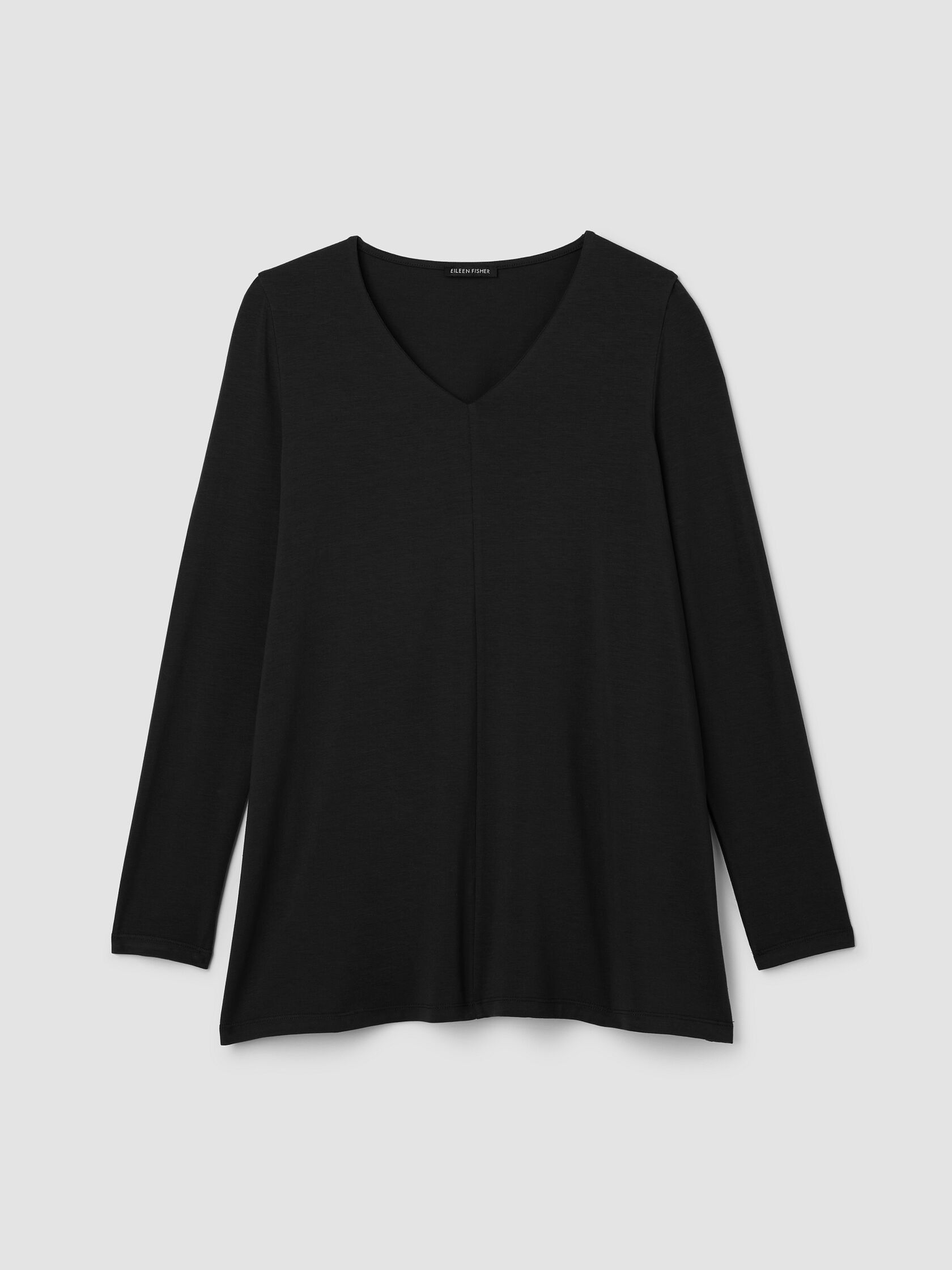 Fine Stretch Jersey Knit V-Neck Long Top