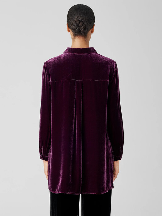 Velvet Classic Collar Long Shirt