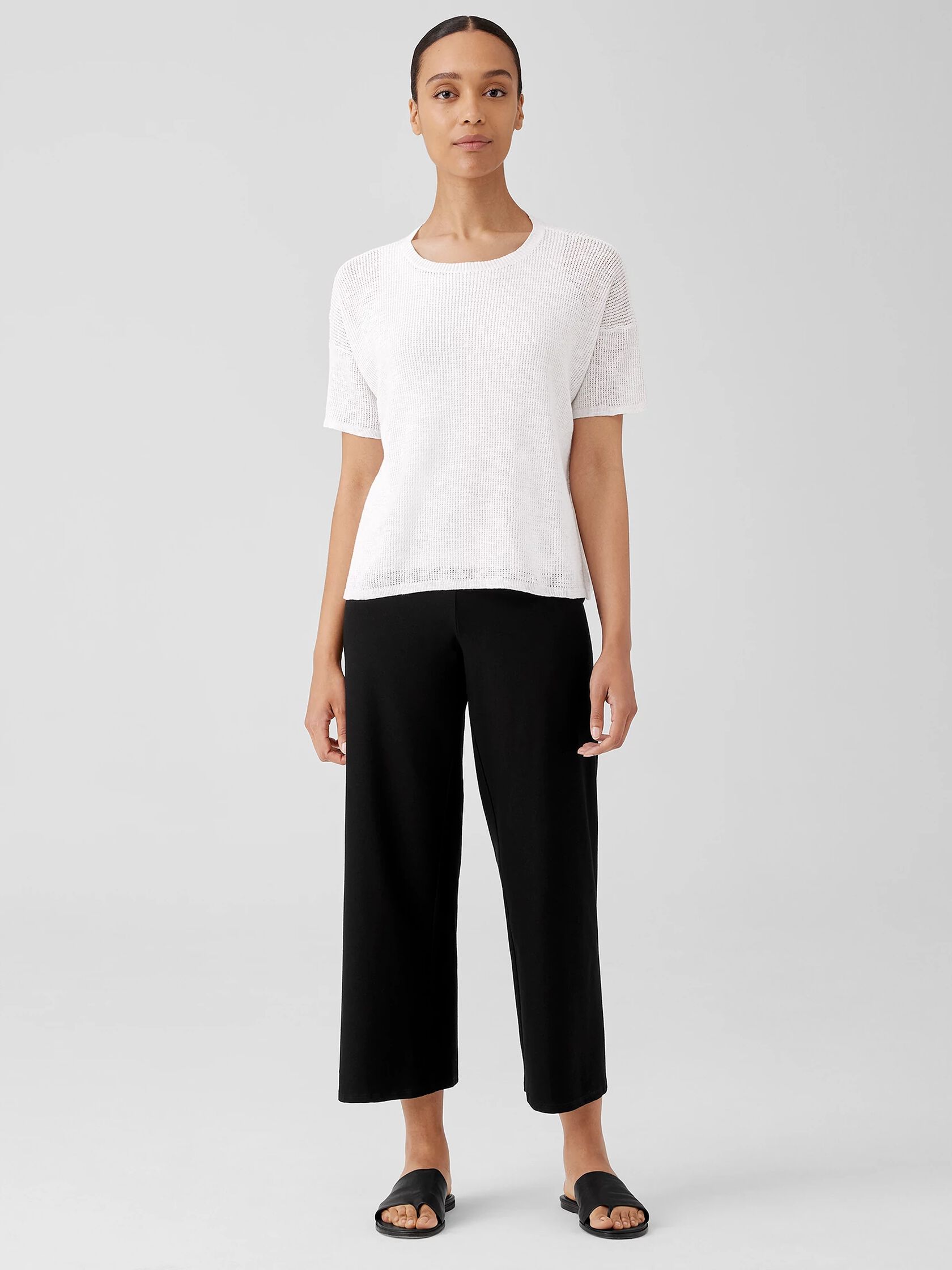 Organic Cotton Linen Slub Jewel Neck Top