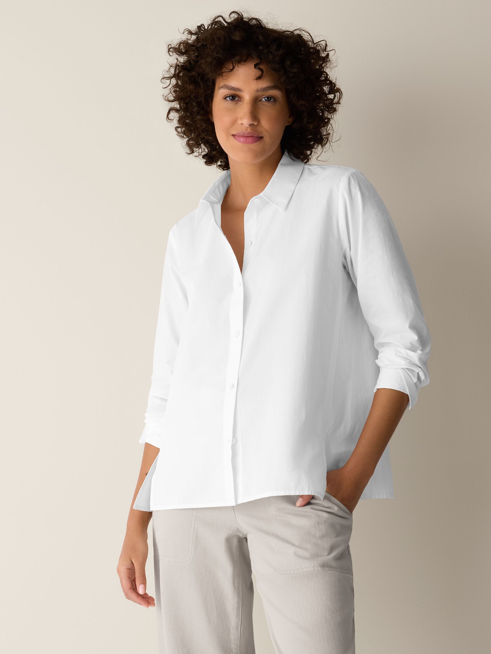 Organic Cotton Poplin Classic Collar Swing Shirt