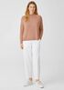 Organic Cotton Linen Slub Funnel Neck Top