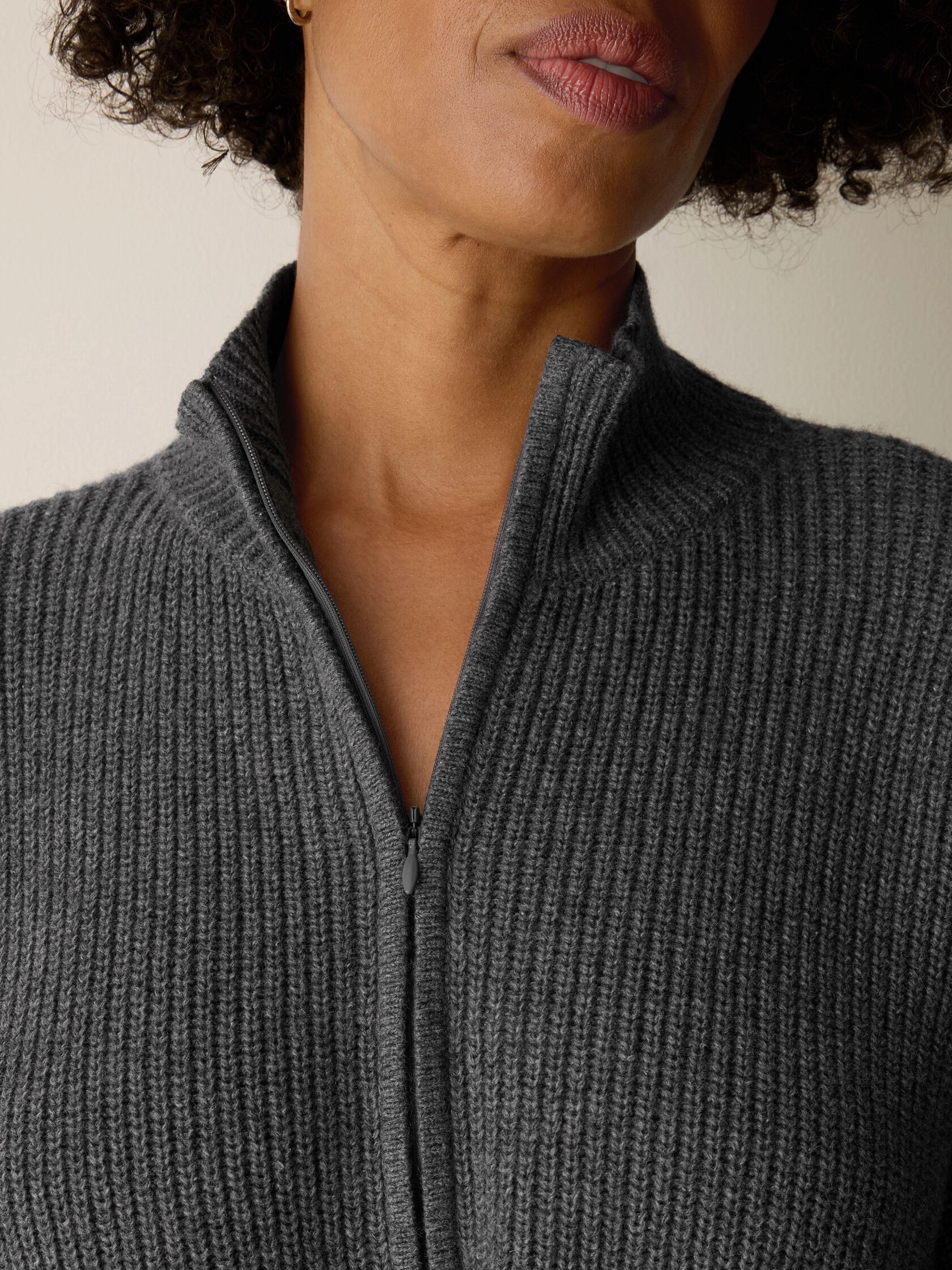 Cotton & Recycled Cashmere Half-Zip Top