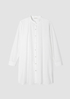 Washed Organic Cotton Poplin Mandarin Collar Long Shirt