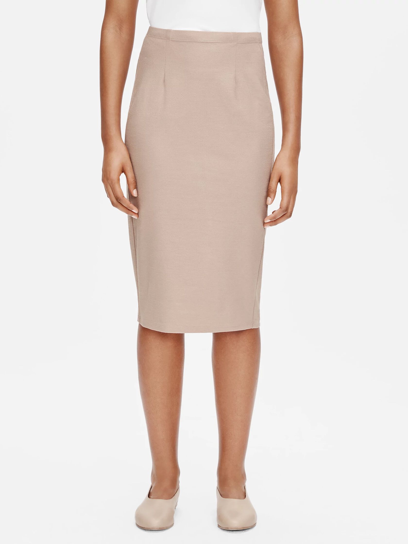Washable Stretch Crepe Pencil Skirt