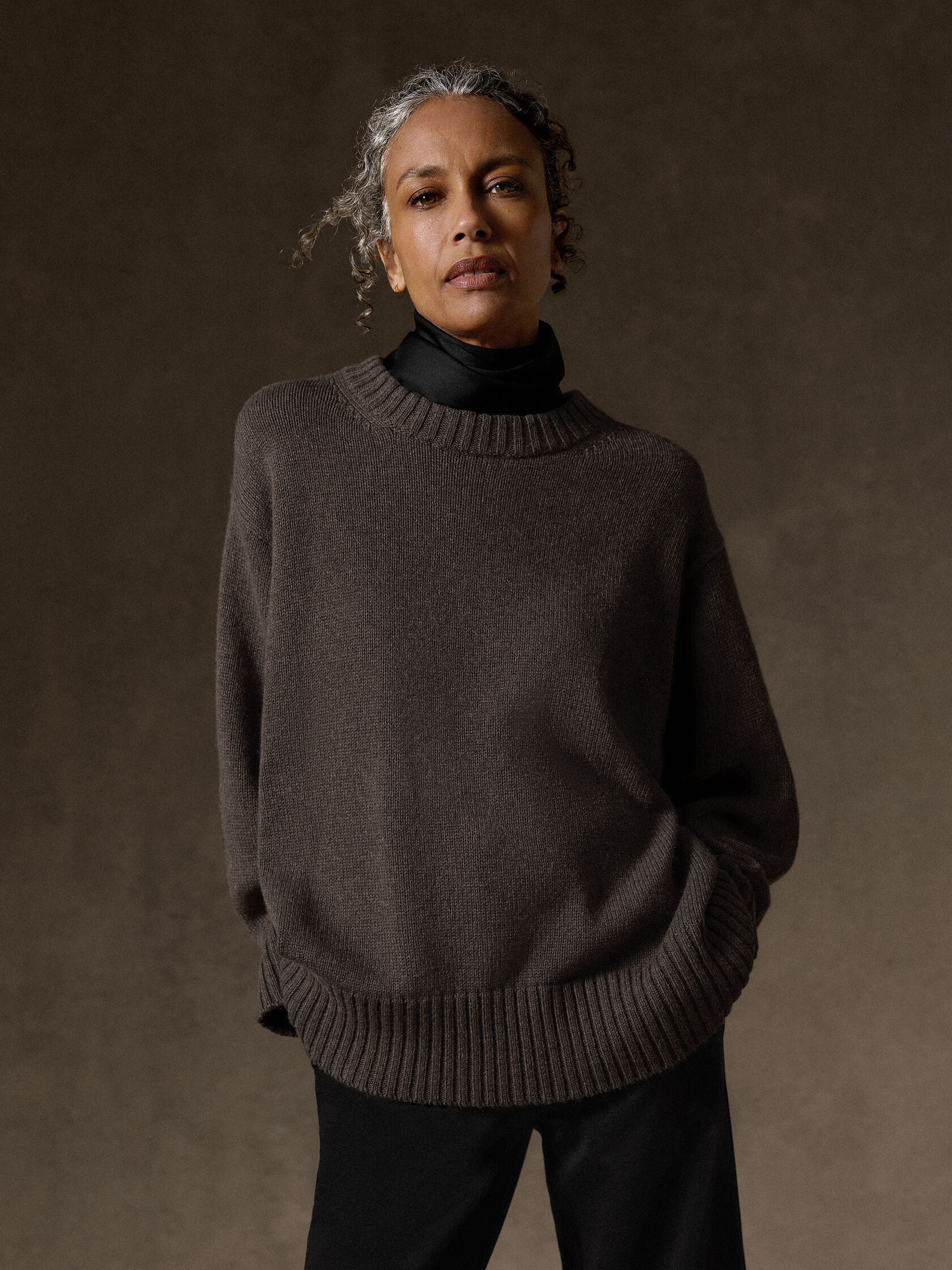 Cotton & Recycled Cashmere Crew Neck Long Top