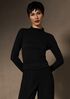 Sheer Cotton Blend Knit Funnel Neck Top