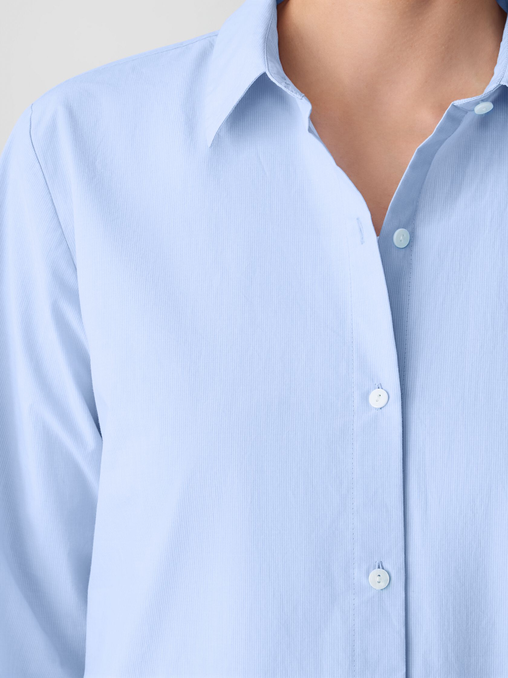 Striped Poplin Classic Collar Shirt