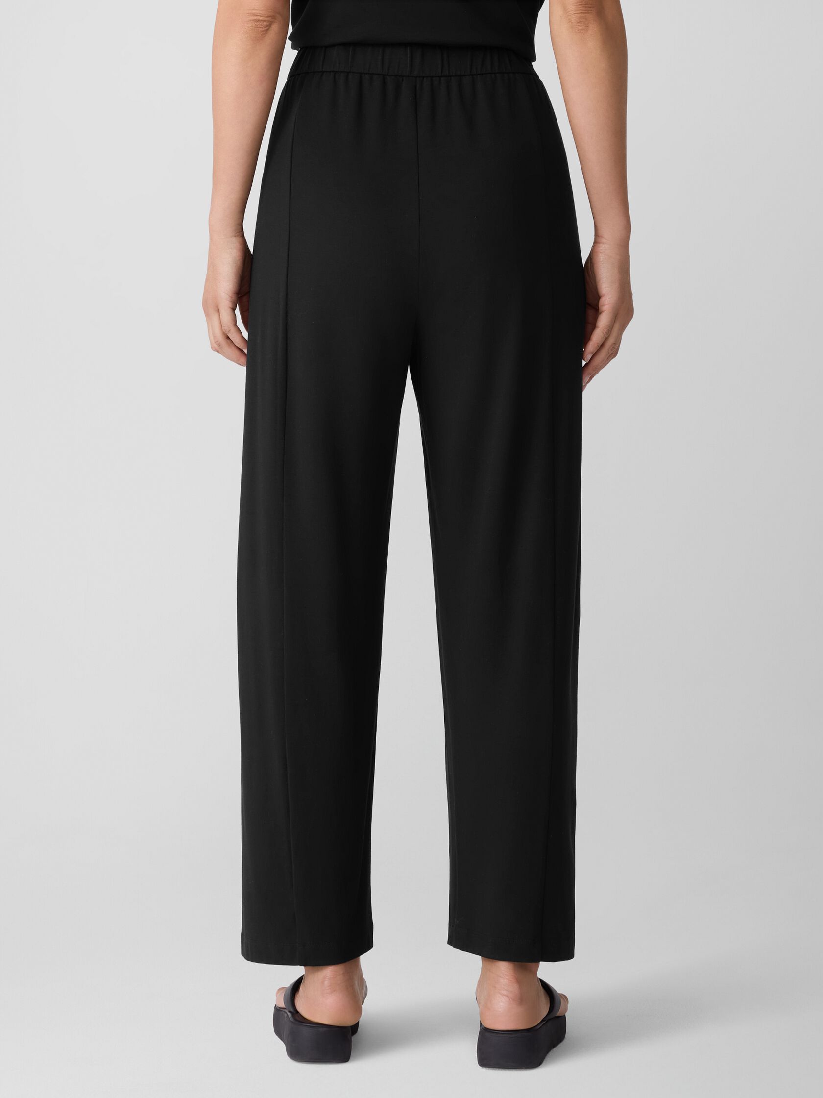 Stretch Jersey Knit Pleated Straight Pant