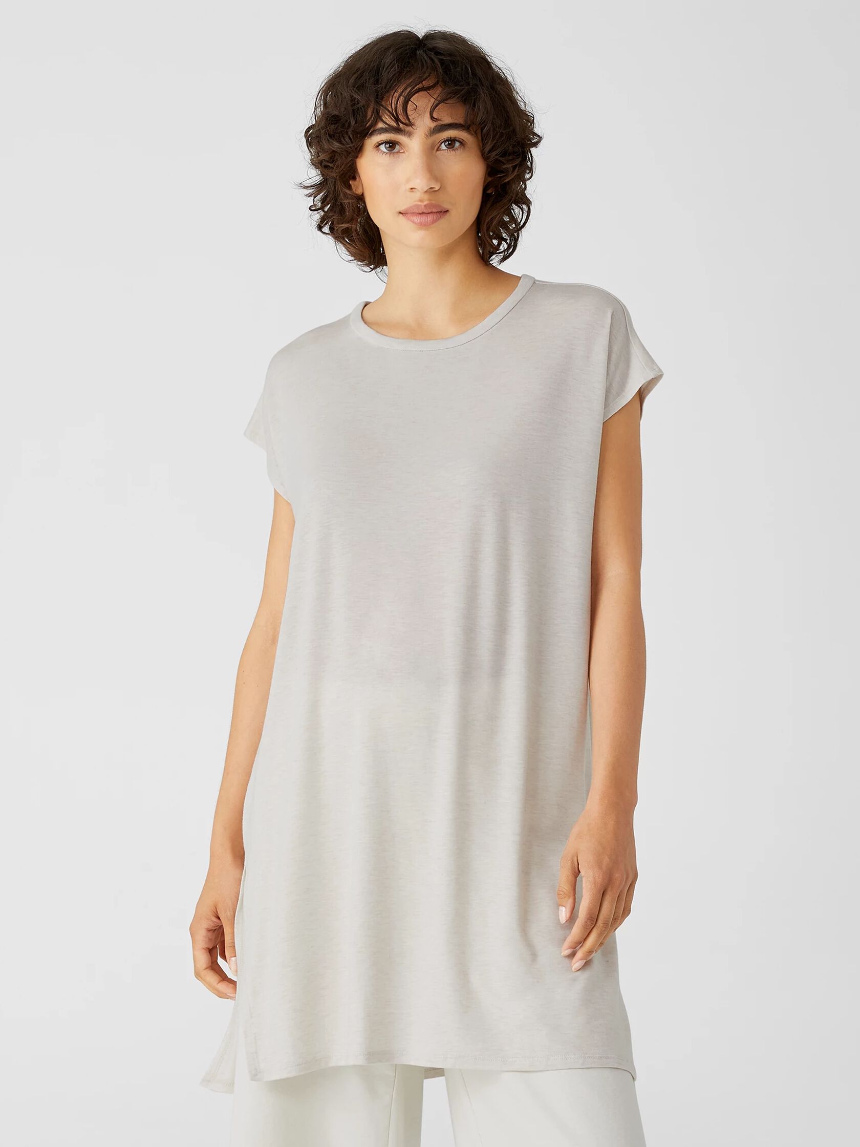 Fine Jersey Crew Neck Long Top