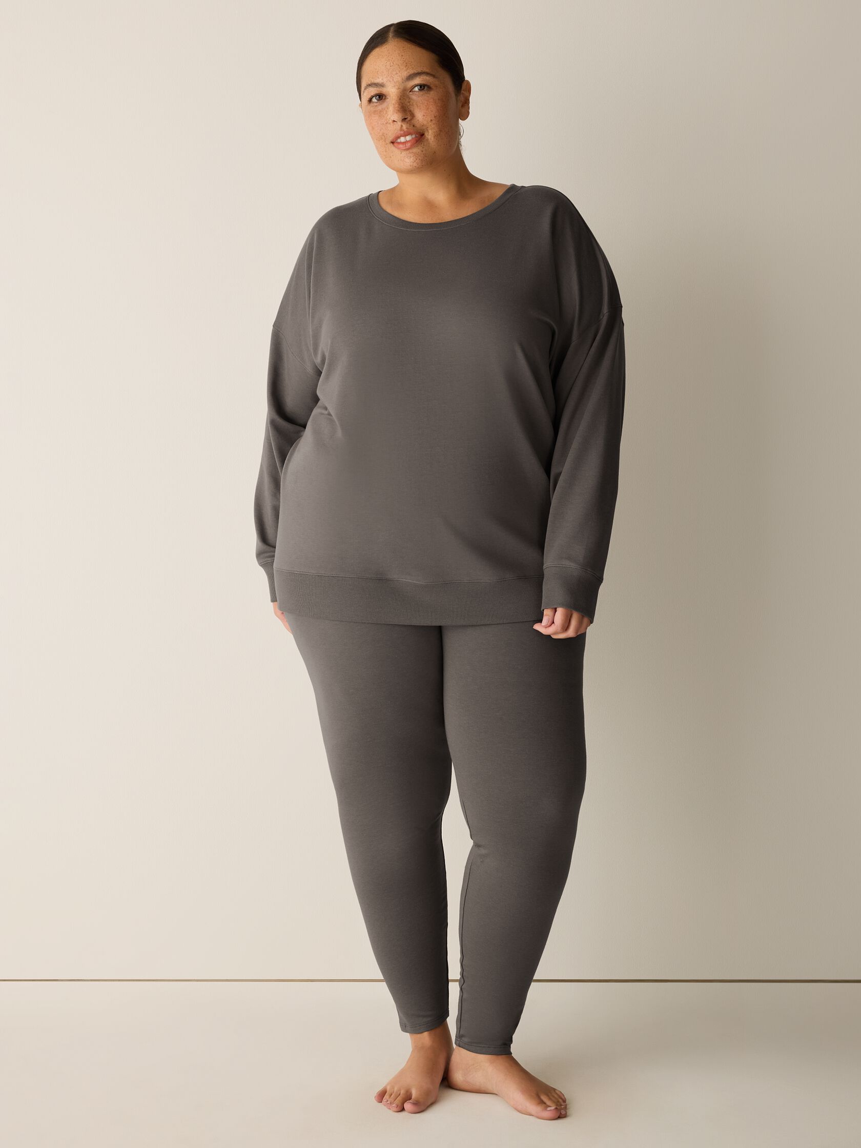 Cozy Brushed Terry Hug Crew Neck Long Top
