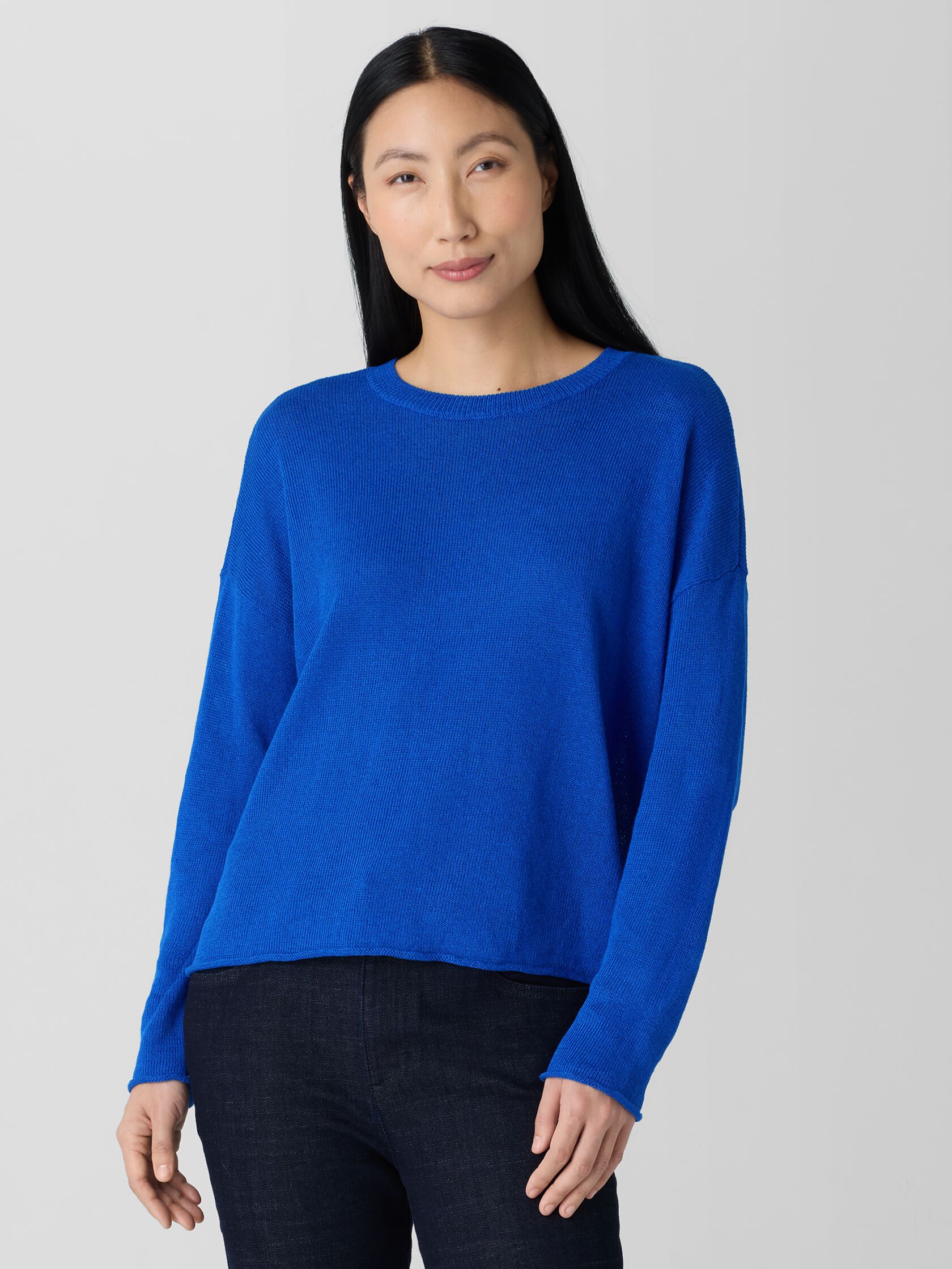 Organic Linen Cotton Cord Crew Neck Top