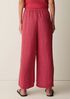 Puckered Organic Linen Grid Wide-Leg Pant