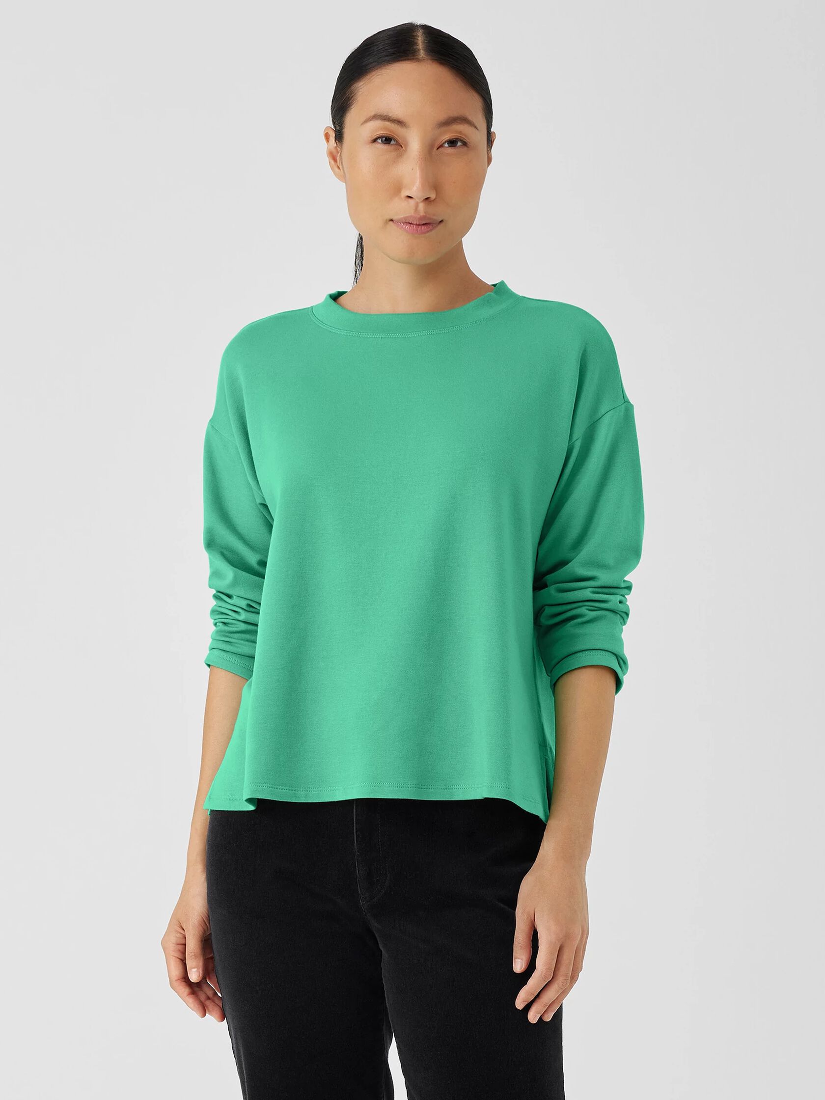 Cozy Brushed Terry Hug Crew Neck Top