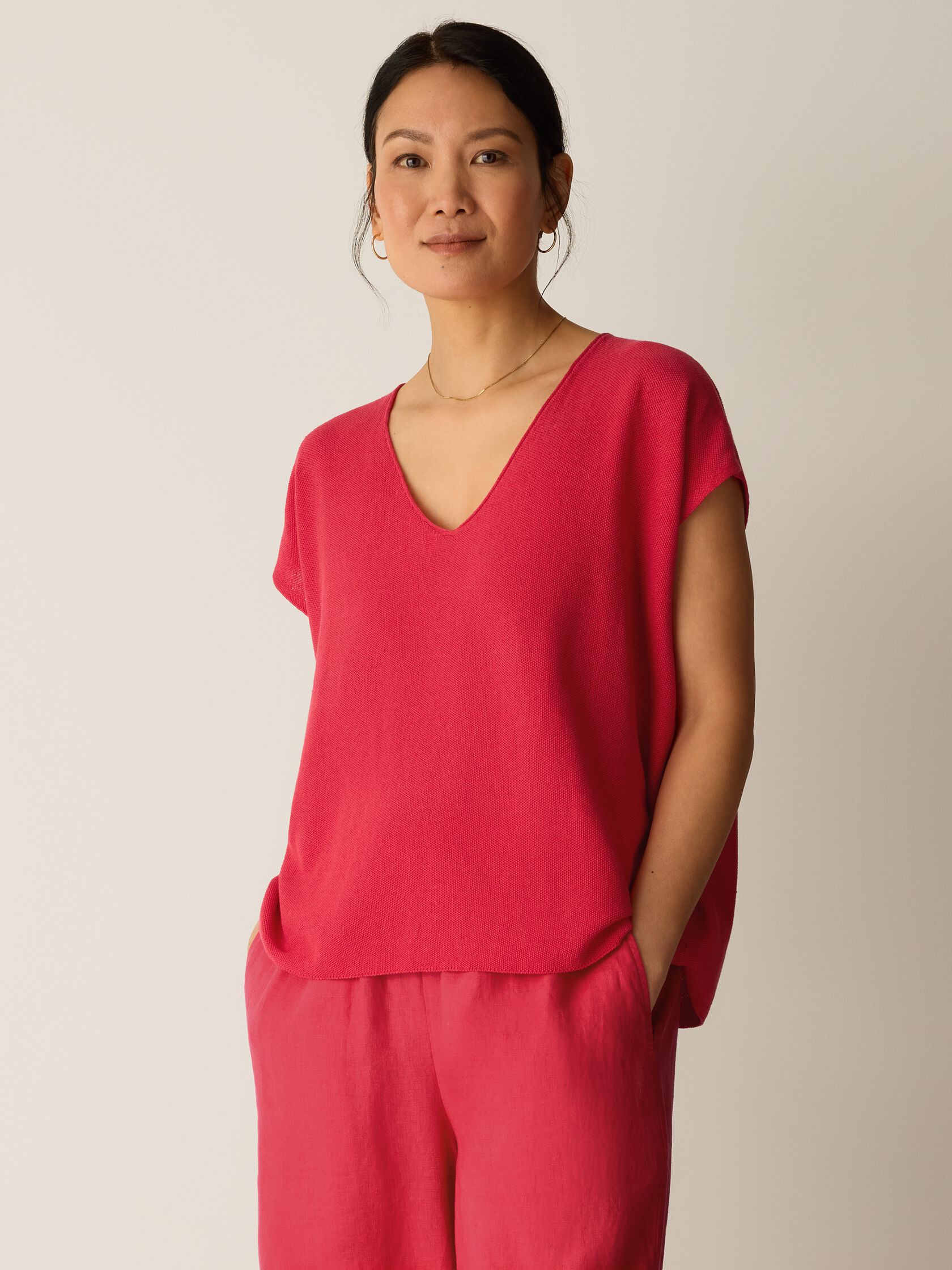 Organic Linen Cotton V-Neck Top