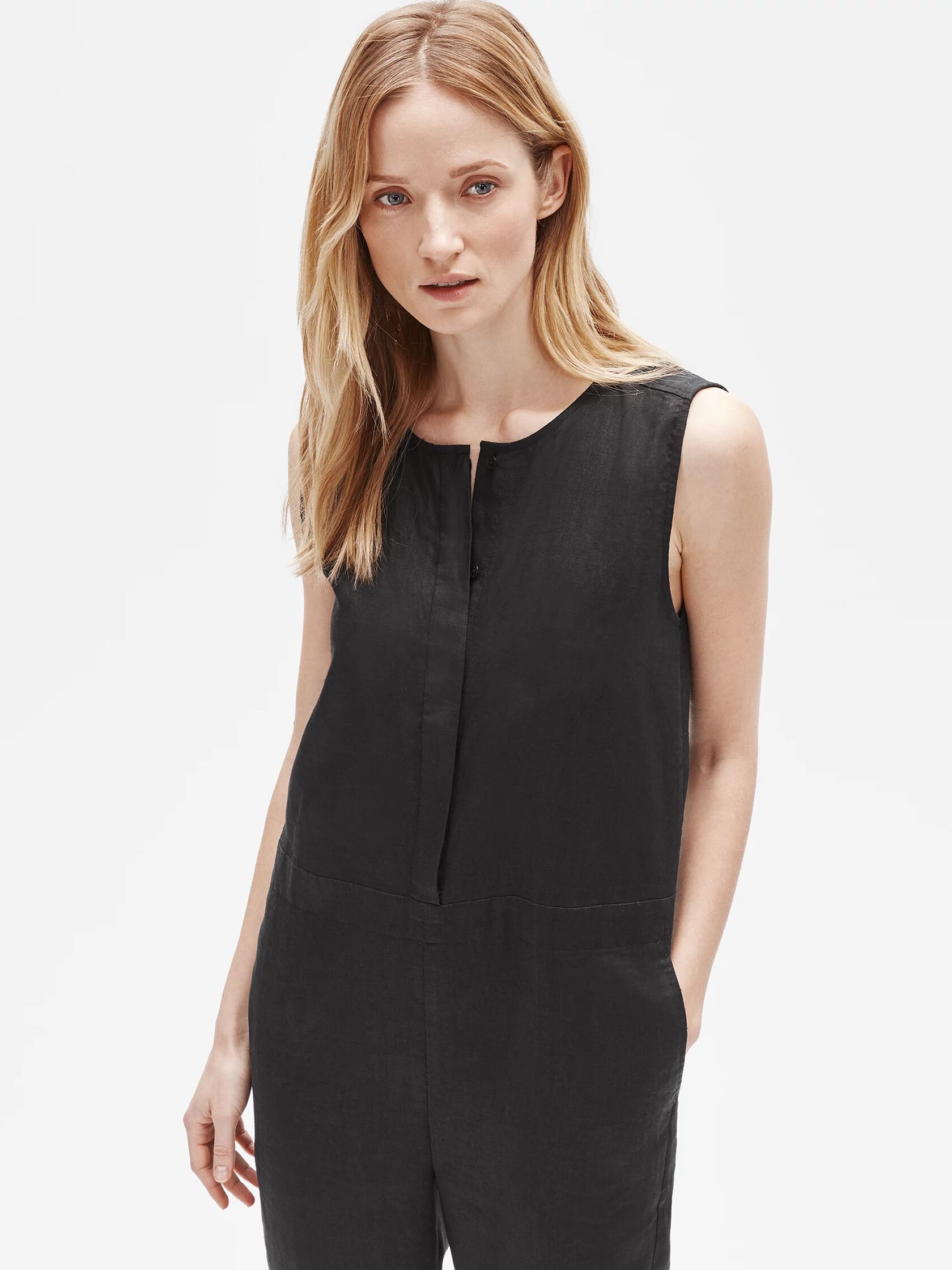 Organic Linen Round Neck Jumpsuit