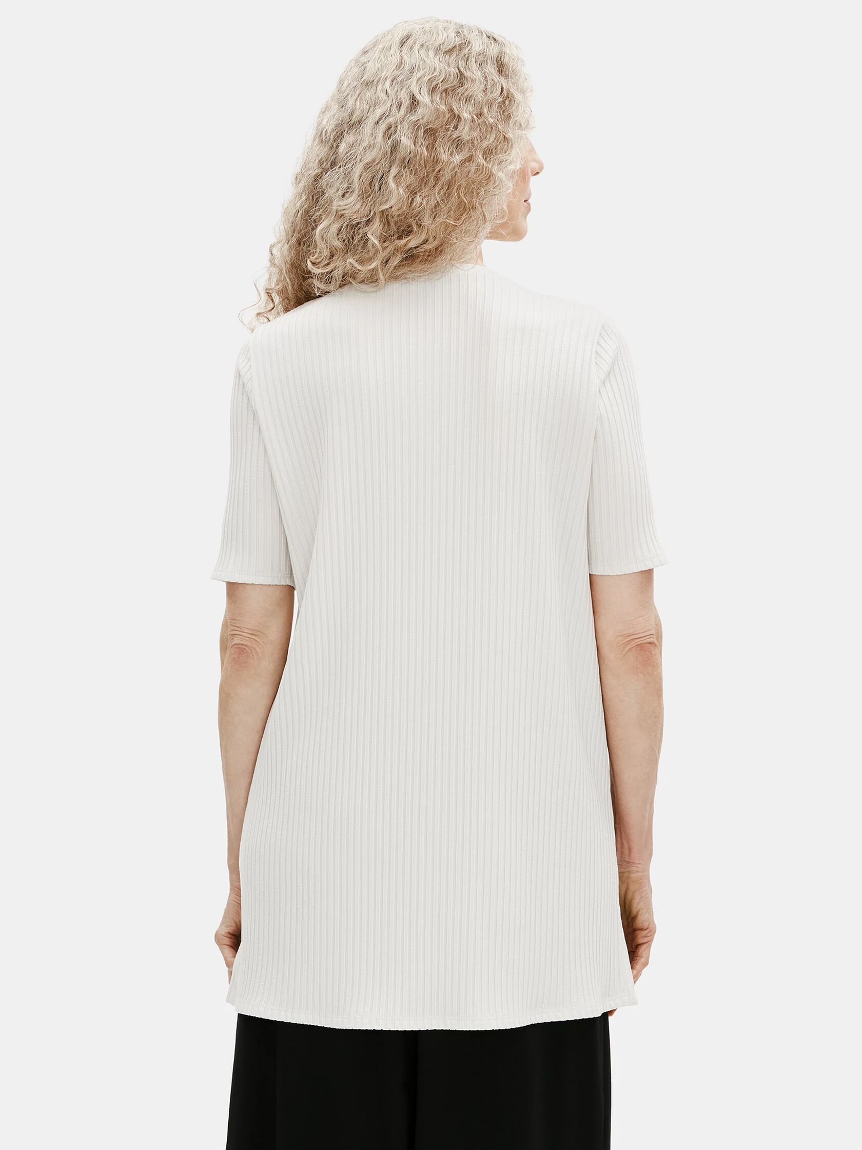 Textured Stretch Rib Round Neck Tunic