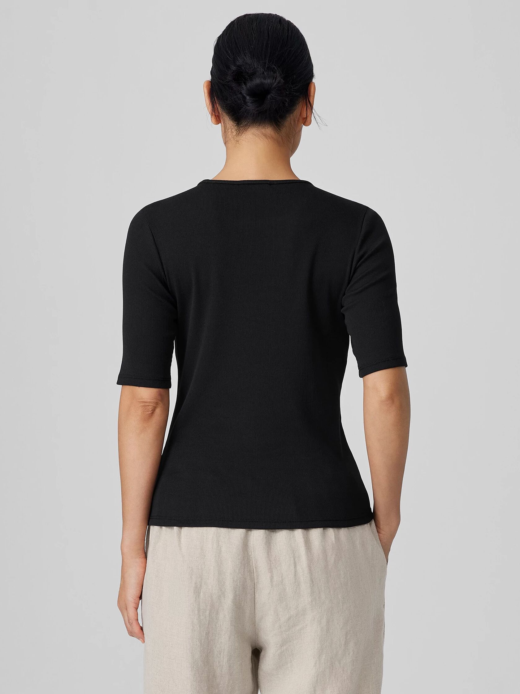 Organic Cotton Stretch Rib Crew Neck Top