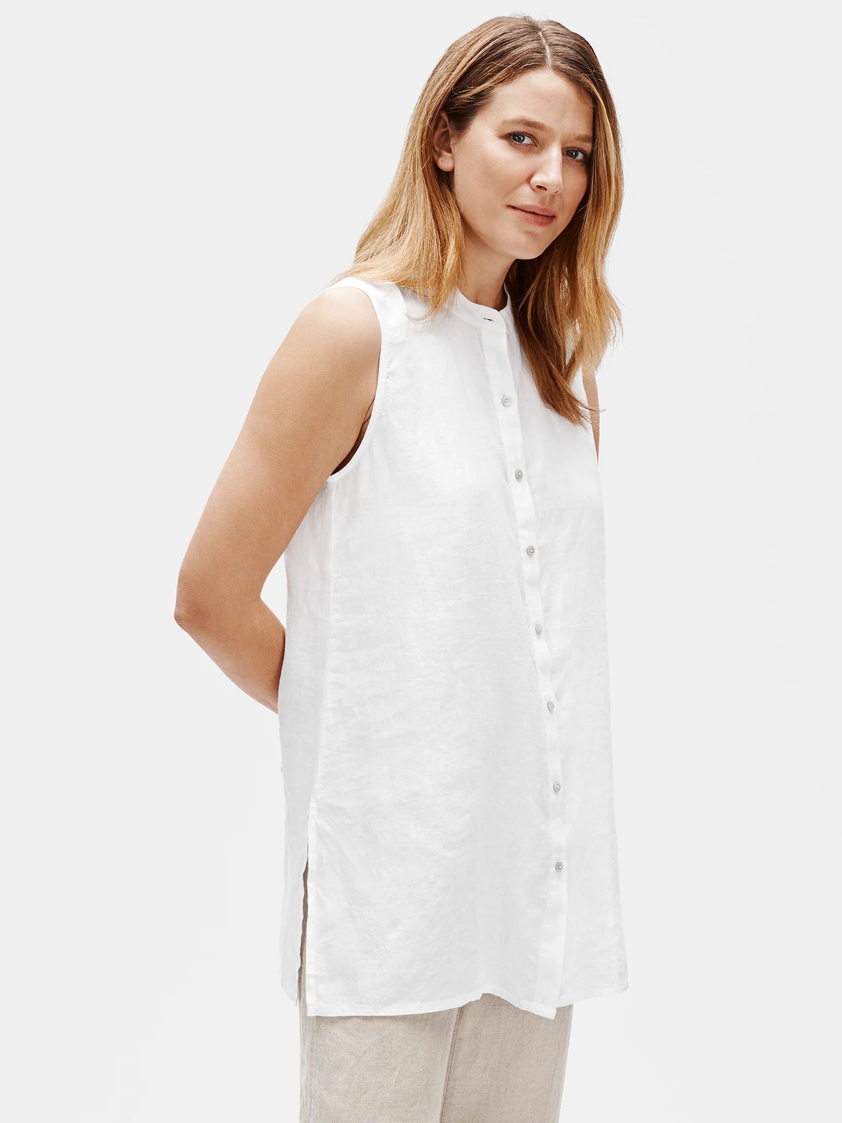 Organic Handkerchief Linen Sleeveless Shirt