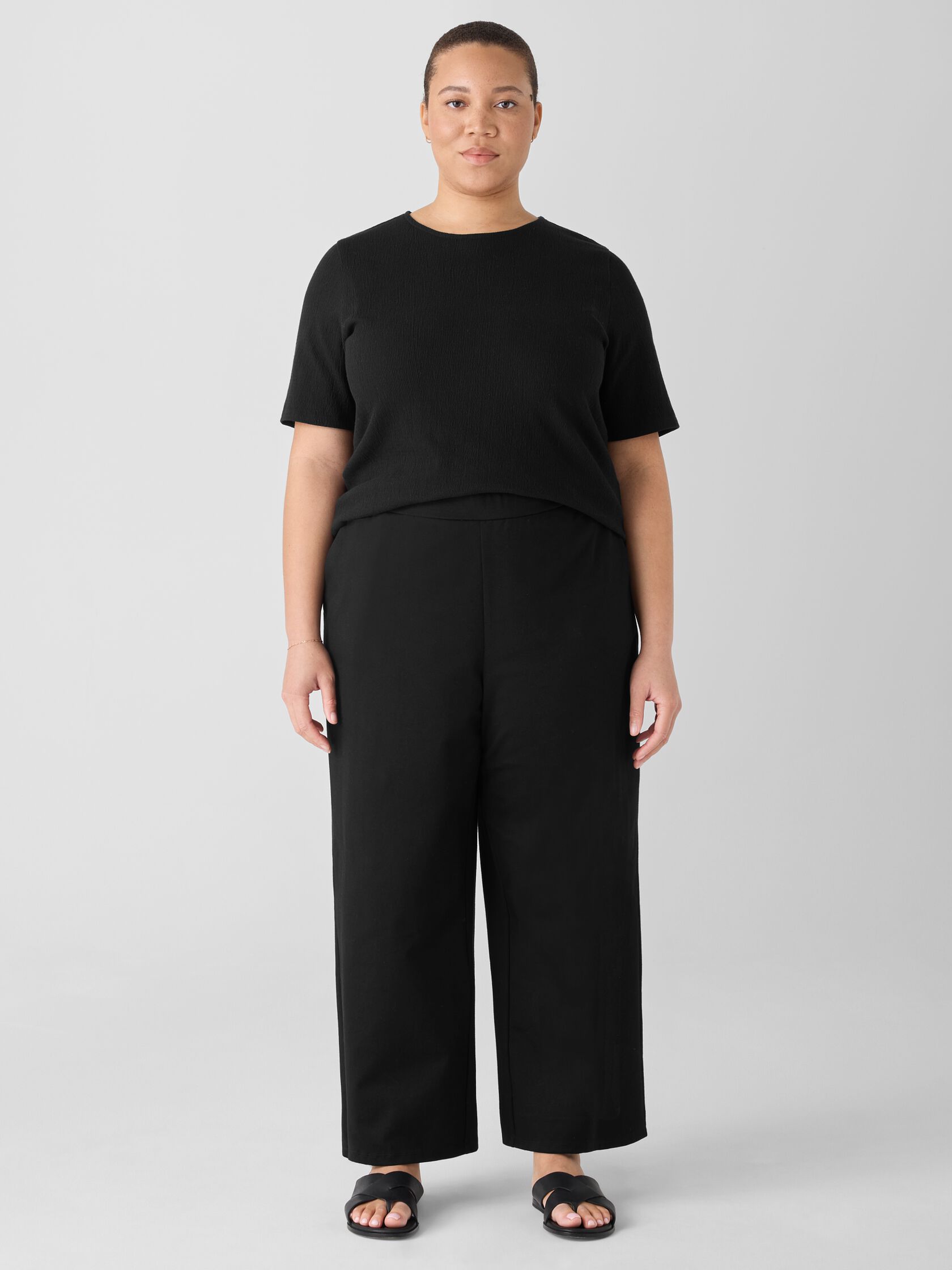 Cotton Blend Ponte Wide-Leg Pant