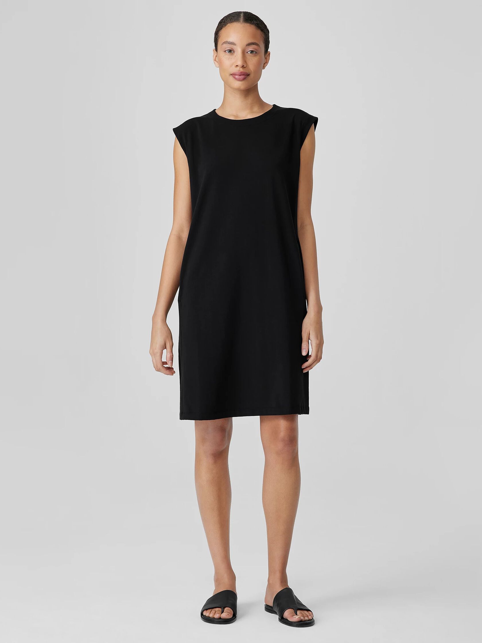 Pima Cotton Stretch Jersey Round Neck Dress