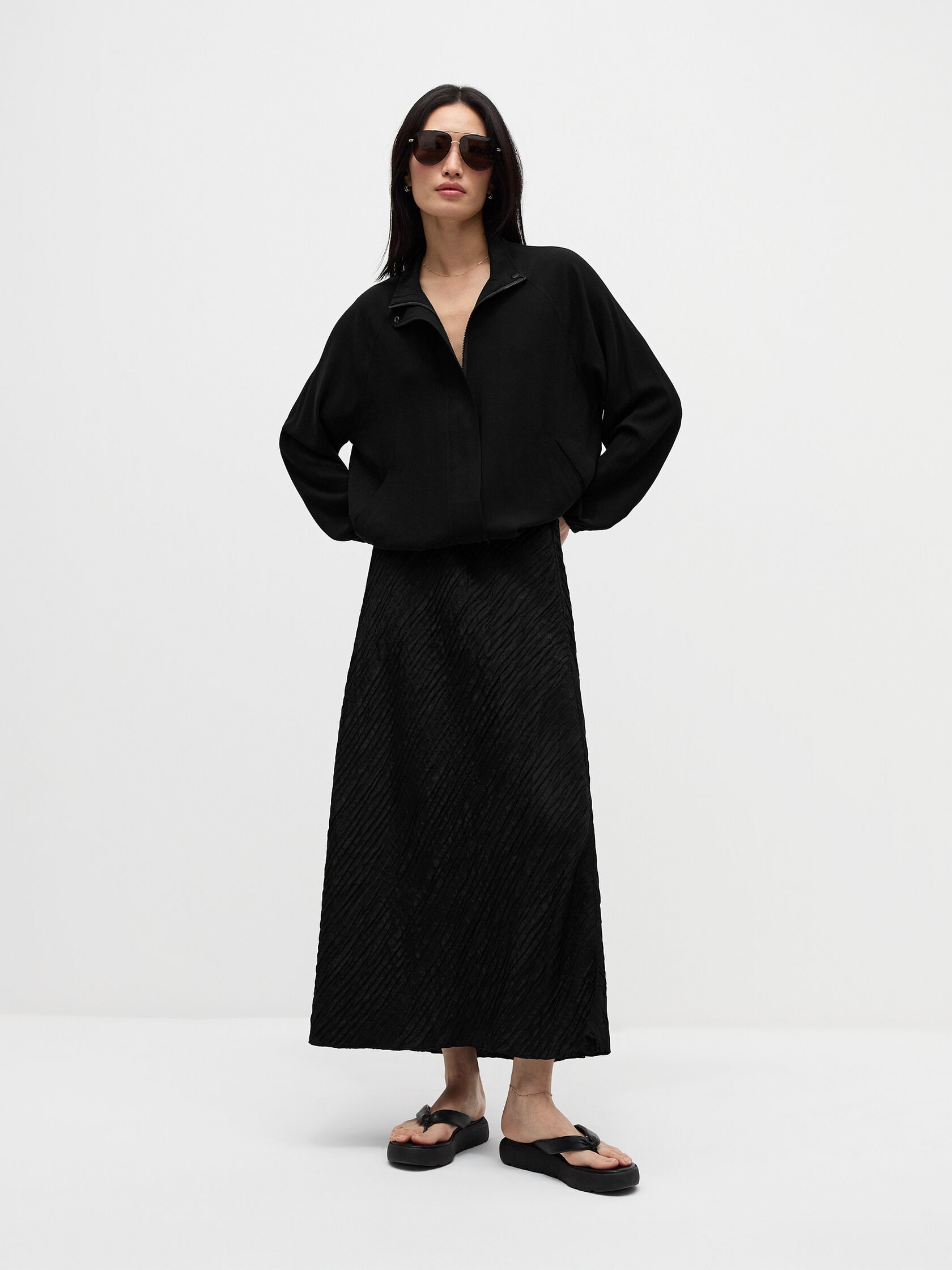 Textured Silk Jacquard Bias Skirt