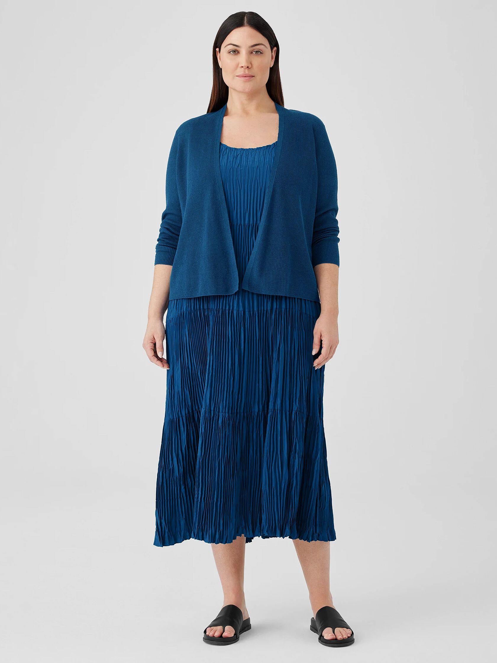 Organic Linen Cotton Airy Tuck Cropped Cardigan