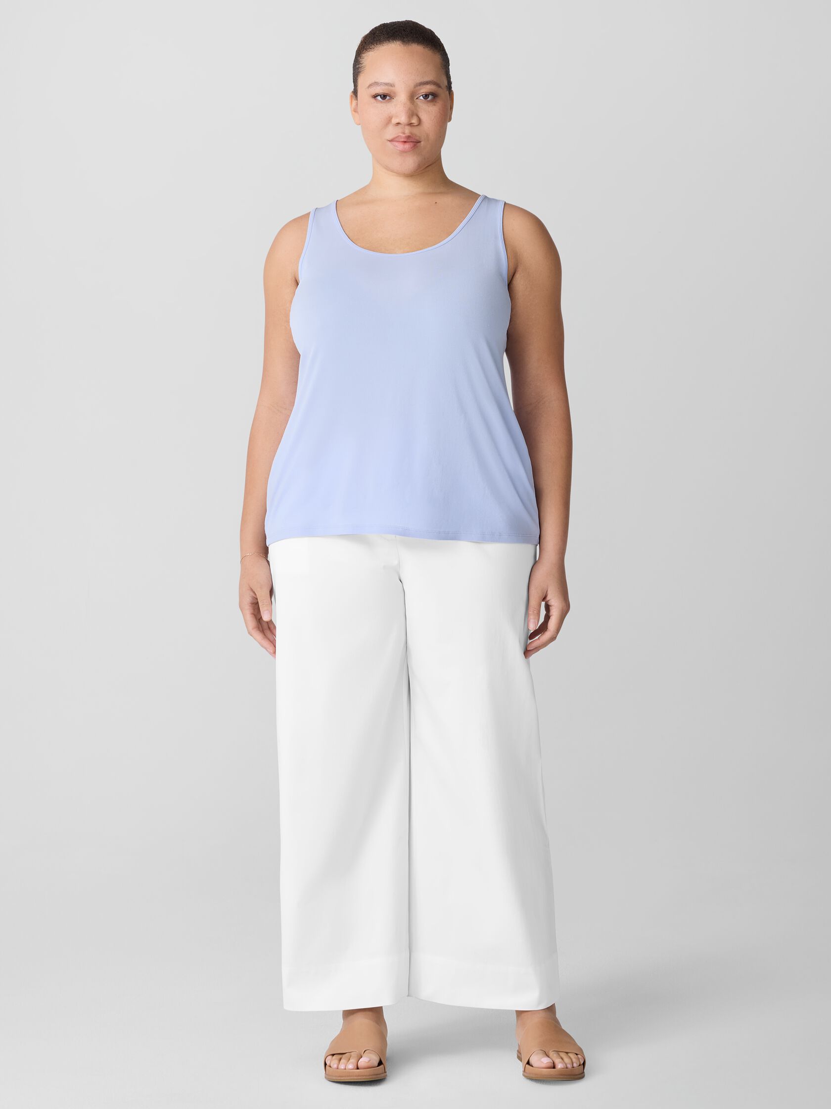 Stretch Silk Jersey Scoop Neck Tank