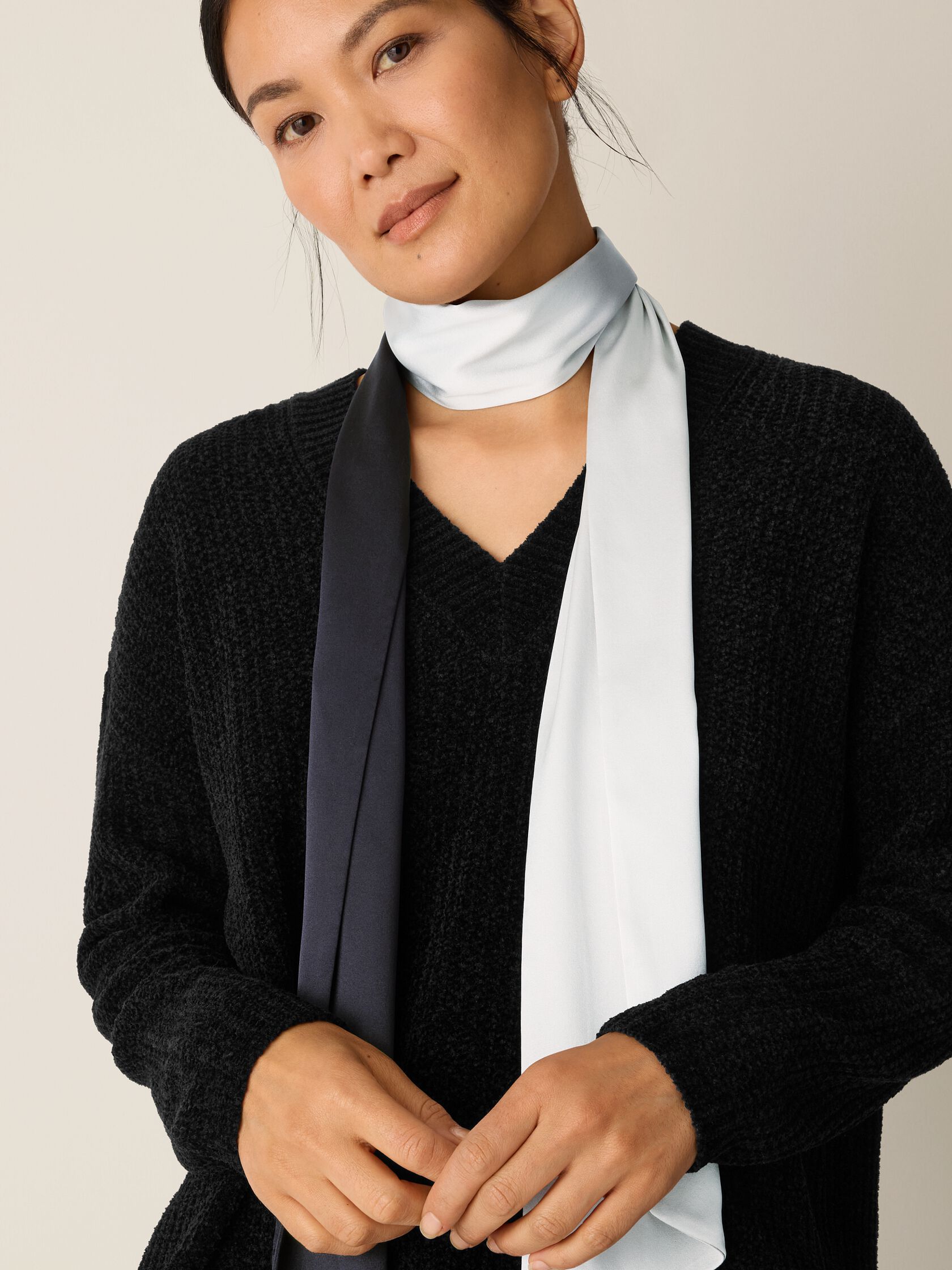 Ombré Silk Charmeuse Double Tie Scarf