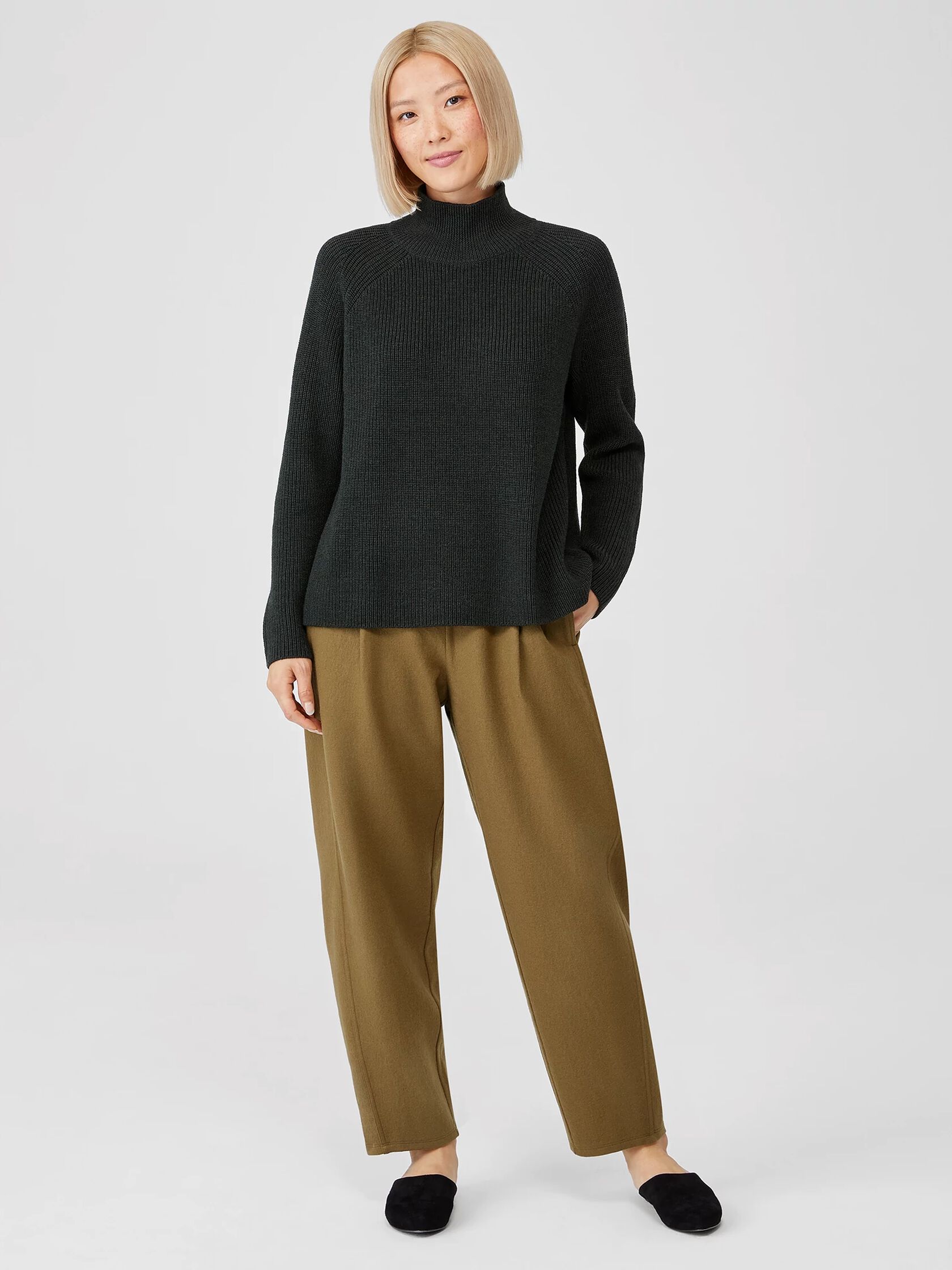 Boiled Wool Jersey Pleated Lantern Pant