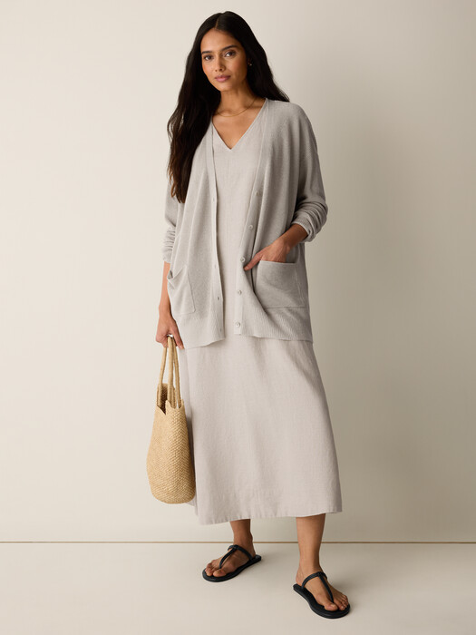 Eileen Fisher - Women's Organic Linen Cotton Slouchy Long Cardigan - White - Size: Petite Large Petites Eileen Fisher - Women's Organic Linen Cotton Slouchy Long Cardigan - White - Size: Petite Large Petites