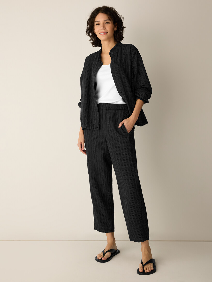 Cotton Blend Stripe Stitch Lantern Pant