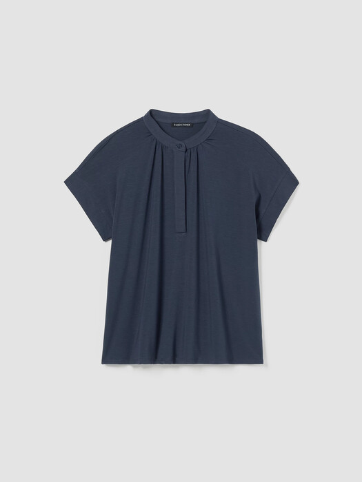 Fine Jersey Band Collar Top