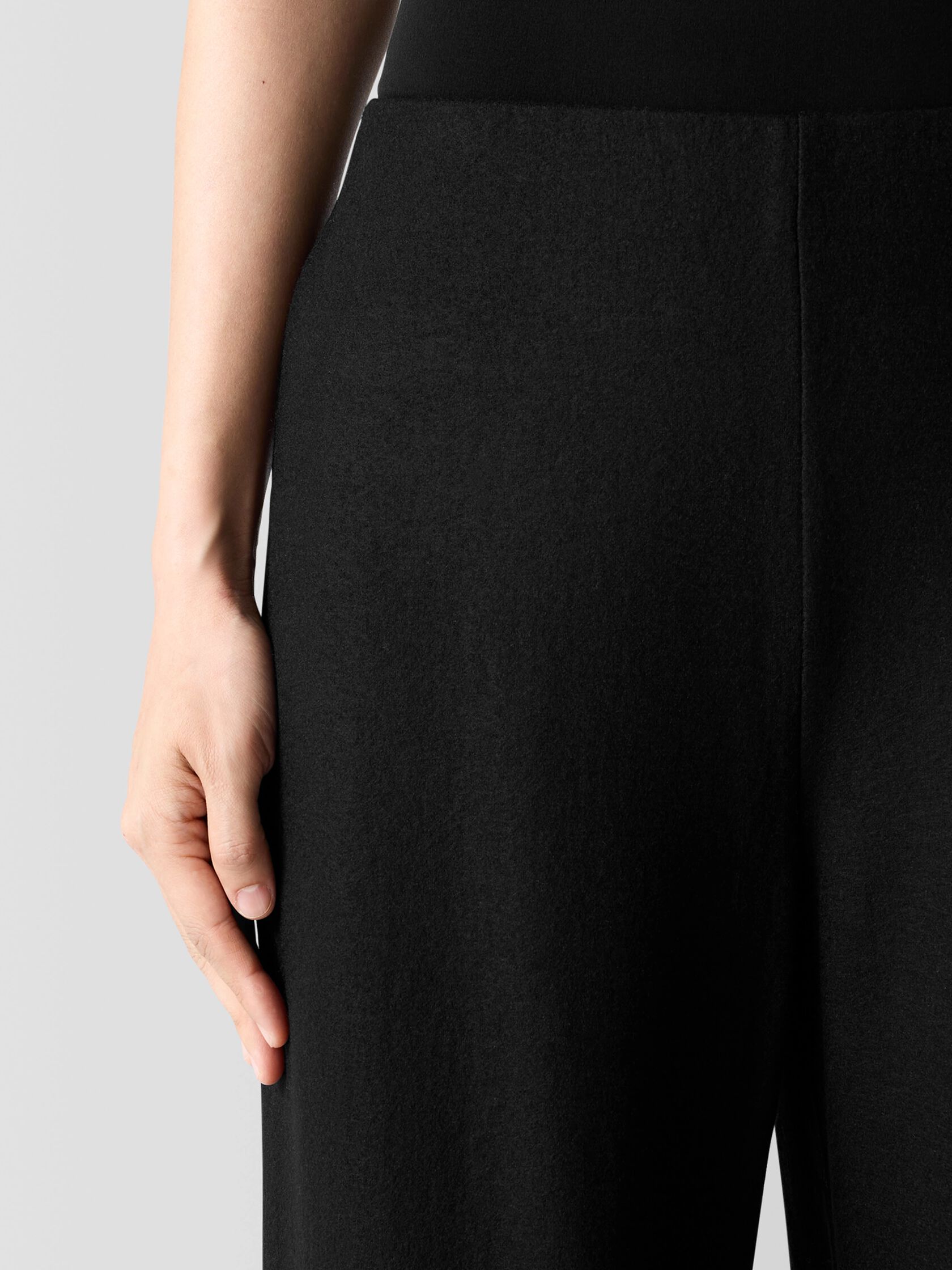 Felted Wool Jersey Wide-Leg Long Pant in Regenerative Wool