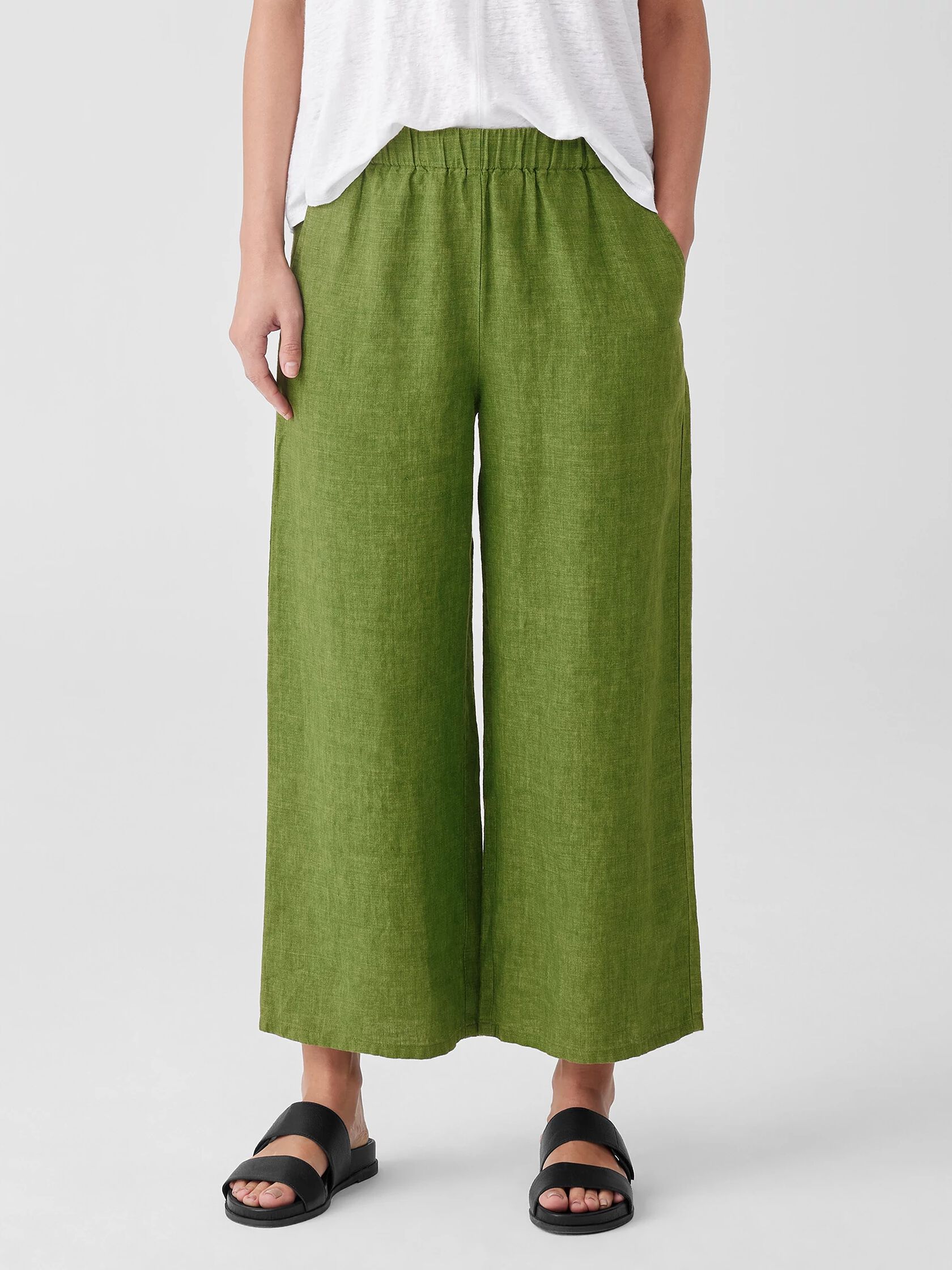 Washed Organic Linen Délavé Wide-Leg Pant