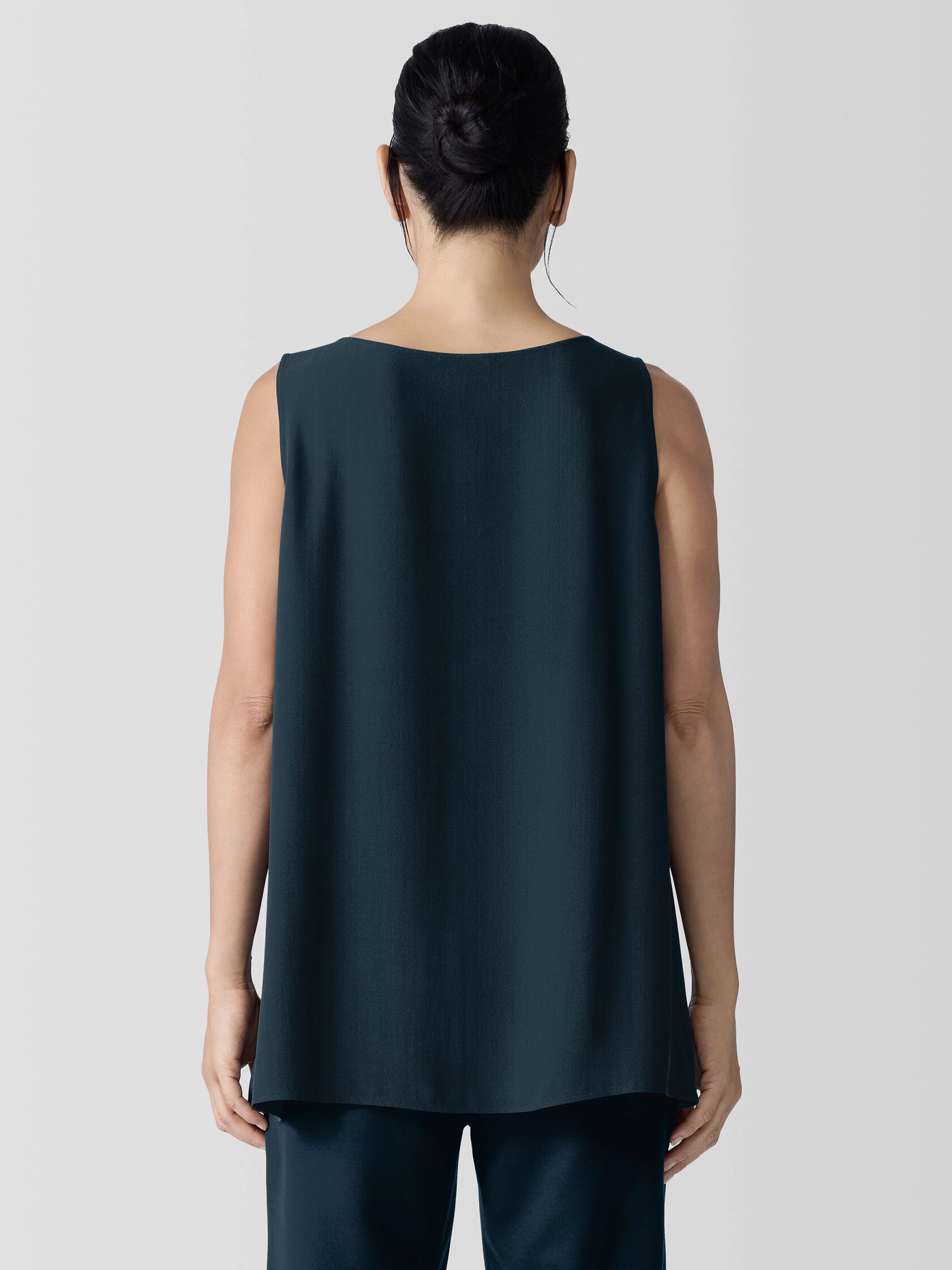 Silk Georgette Crepe Ballet Neck Long Tank