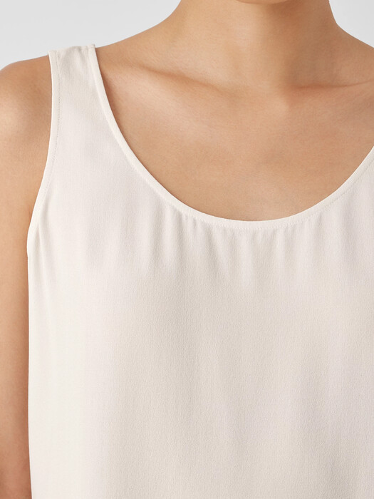 Silk Georgette Crepe Scoop Neck Tank